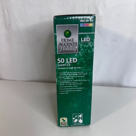 Home Accents Holiday 50 LED C3 Lights Multi Color Indoor Outdoor NEW 13ft 3" - Picture 3 of 6